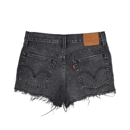 Levi's 501 Black Denim Distressed Frayed Hem Shorts W28 - Vintage Style