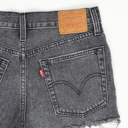 Levi's 501 Black Denim Distressed Frayed Hem Shorts W28 - Vintage Style
