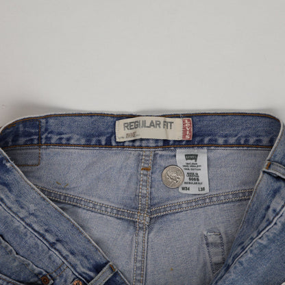 Levi's 505 Regular Fit High Waist Vintage Denim Cut Off Shorts W34 L36 Distressed Blue