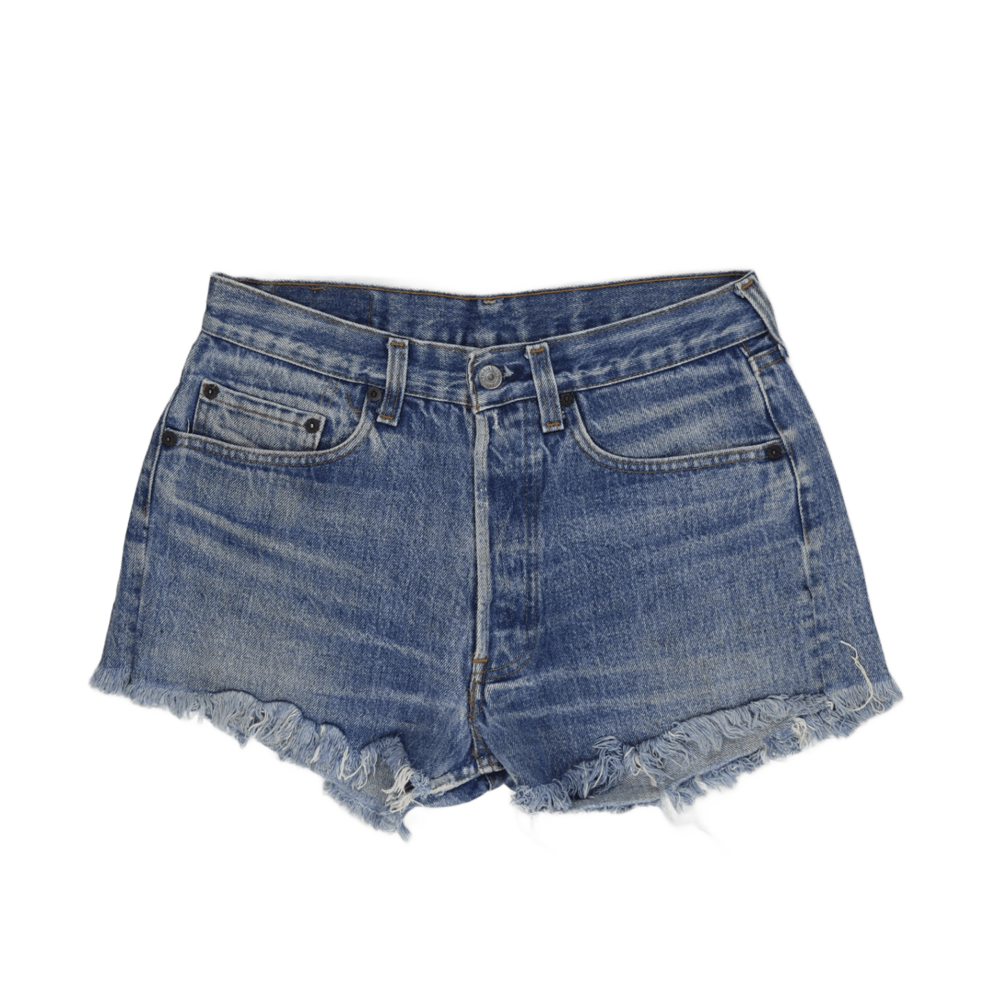 Levi's Vintage High-Waisted Distressed Denim Cut-Off Shorts For Women - Blue Wash - Ideal Summer Streetwear 2024 Fashion