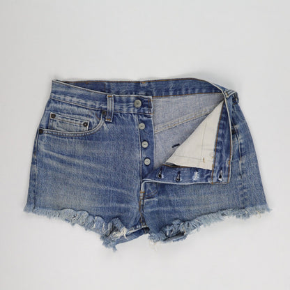 Levi's Vintage High-Waisted Distressed Denim Cut-Off Shorts For Women - Blue Wash - Ideal Summer Streetwear 2024 Fashion
