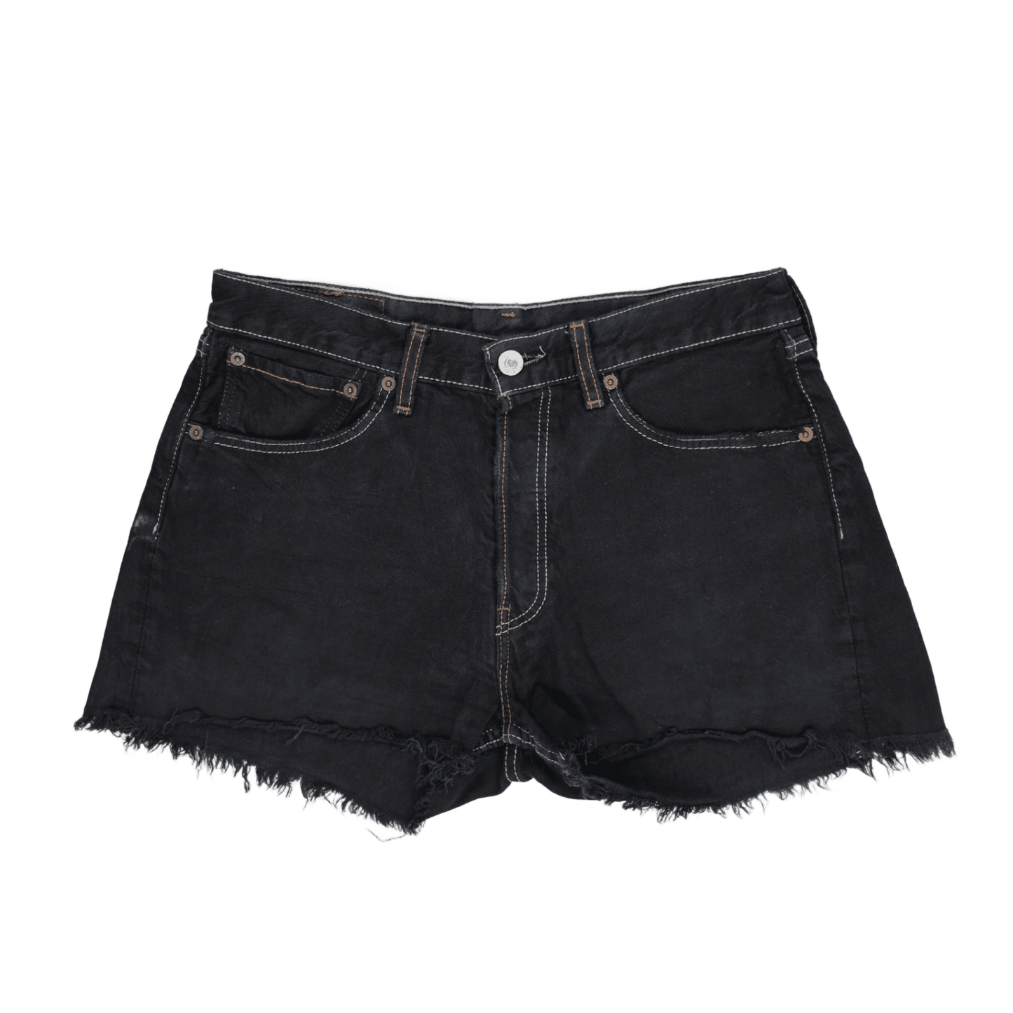 Levi's 501 Black Denim Cut Off Shorts Frayed Hem Vintage Style Womens