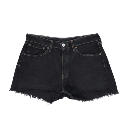 Levi's 501 Black Denim Cut Off Shorts Frayed Hem Vintage Style Womens