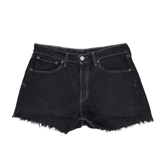 Levi's 501 Black Denim Cut Off Shorts Frayed Hem Vintage Style Womens
