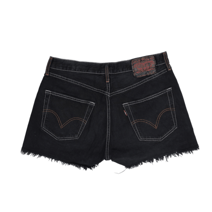 Levi's 501 Black Denim Cut Off Shorts Frayed Hem Vintage Style Womens