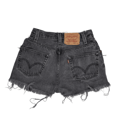 Levi's Vintage High Waist Distressed Black Denim Shorts W33 Authentic USA Made - Edgy Summer Festival Style