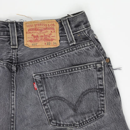 Levi's Vintage High Waist Distressed Black Denim Shorts W33 Authentic USA Made - Edgy Summer Festival Style