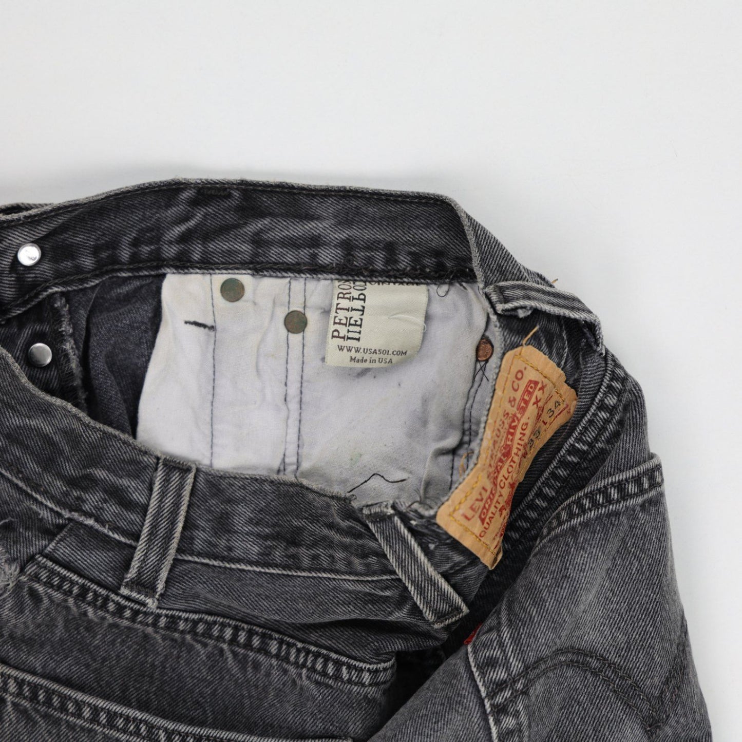 Levi's Vintage High Waist Distressed Black Denim Shorts W33 Authentic USA Made - Edgy Summer Festival Style