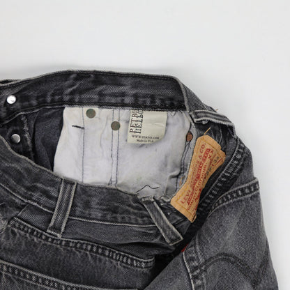 Levi's Vintage High Waist Distressed Black Denim Shorts W33 Authentic USA Made - Edgy Summer Festival Style