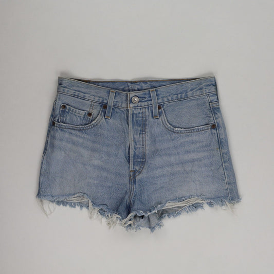 Levi's 501 High Rise Cut Off Denim Shorts, Light Blue Vintage Frayed Hem, Size W31, Women's Retro Summer Essential