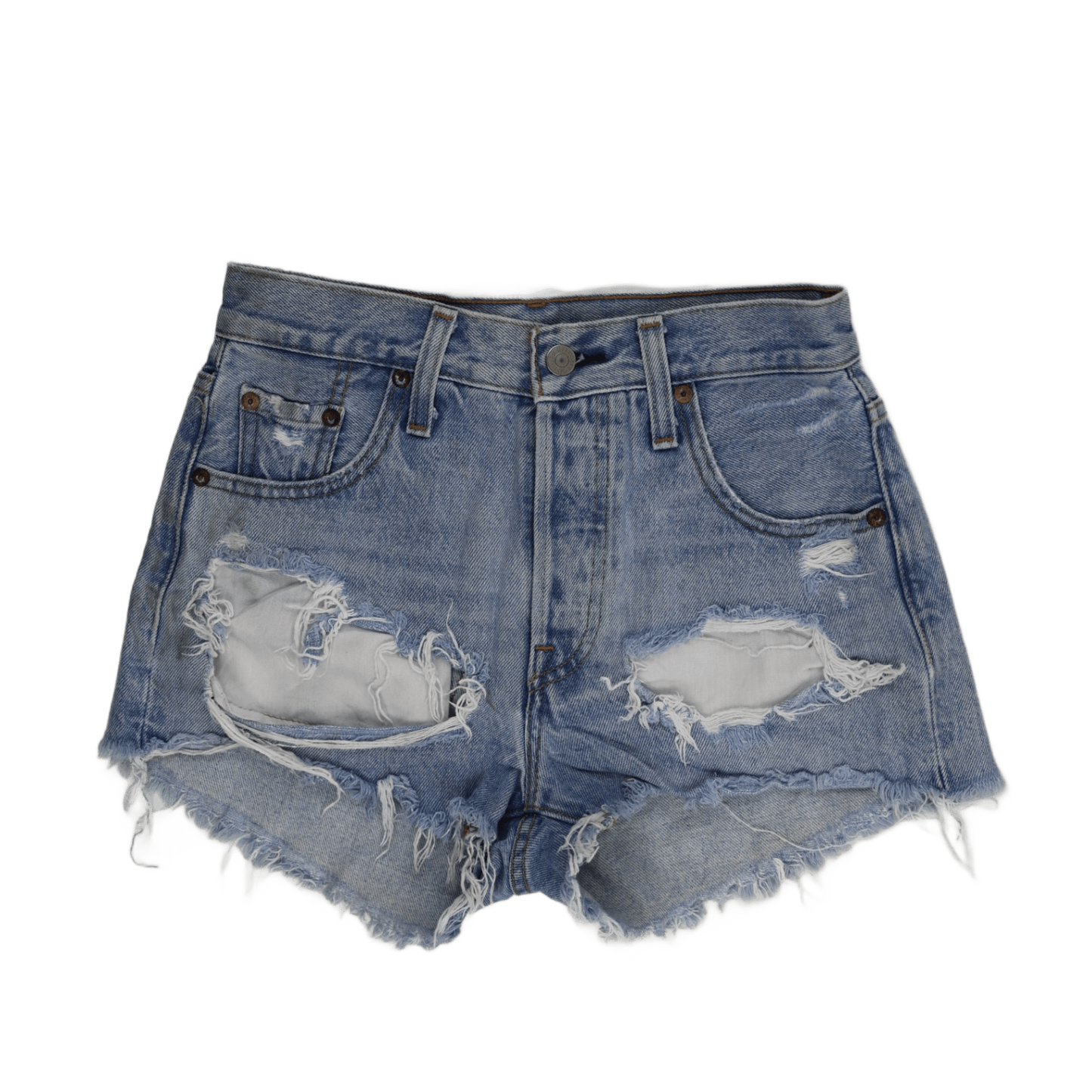 Levi's 501 High-Rise Distressed Waterless Denim Jean Shorts for Women, Blue, Size W31
