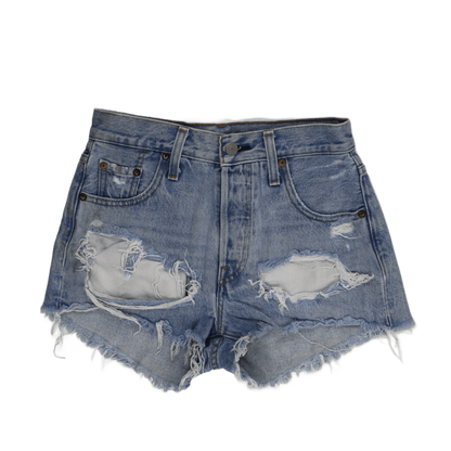 Levi's 501 High-Rise Distressed Waterless Denim Jean Shorts for Women, Blue, Size W31