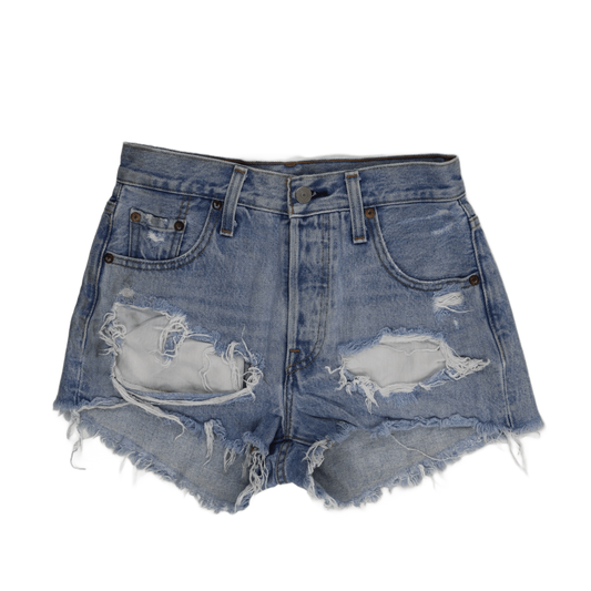 Levi's 501 High-Rise Distressed Waterless Denim Jean Shorts for Women, Blue, Size W31