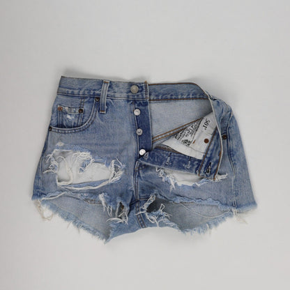 Levi's 501 High-Rise Distressed Waterless Denim Jean Shorts for Women, Blue, Size W31