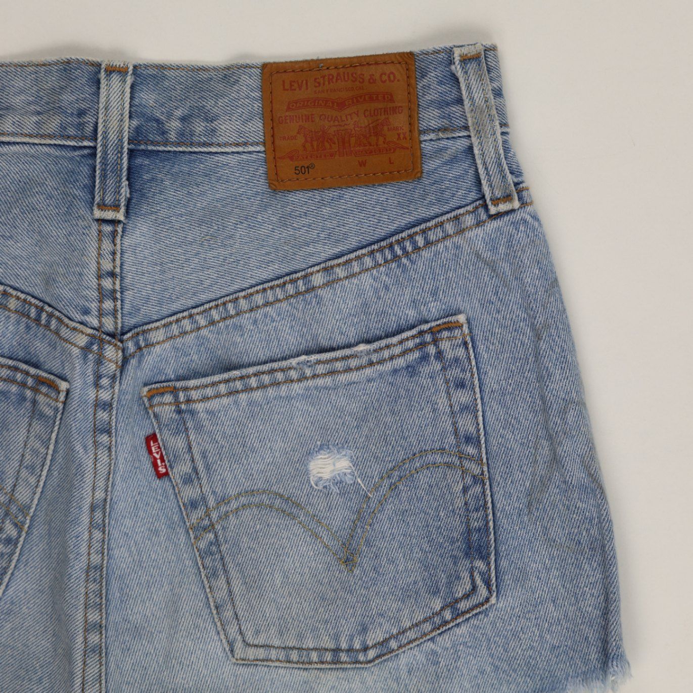 Levi's 501 High-Rise Distressed Waterless Denim Jean Shorts for Women, Blue, Size W31