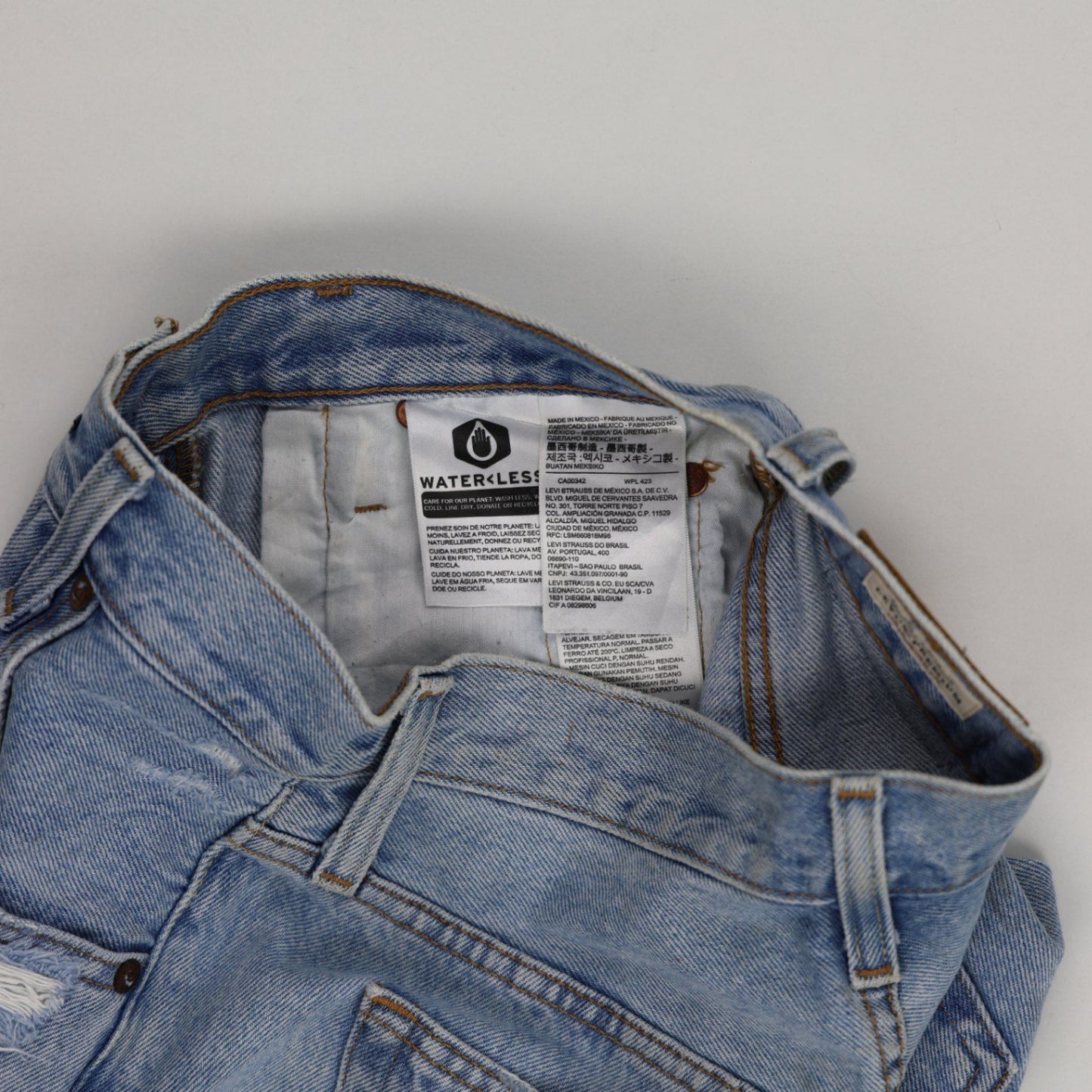Levi's 501 High-Rise Distressed Waterless Denim Jean Shorts for Women, Blue, Size W31