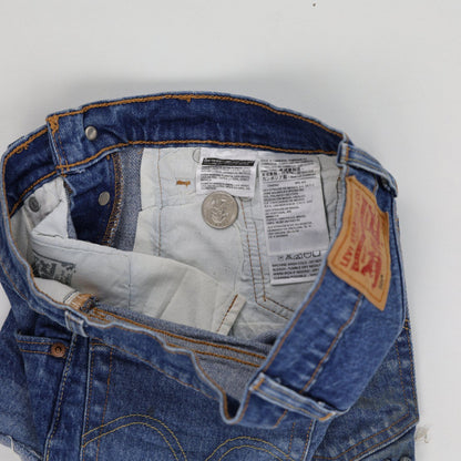 Levi's 501 High Rise Denim Cut Off Shorts Blue Distressed Vintage W30