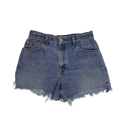 Levi's 550 Relaxed Fit Vintage Denim Shorts W30 Frayed Hem Classic Blue