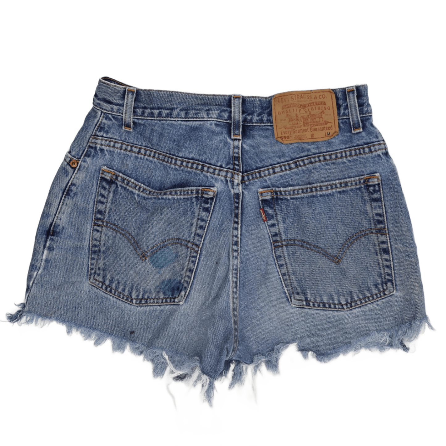 Levi's 550 Relaxed Fit Vintage Denim Shorts W30 Frayed Hem Classic Blue