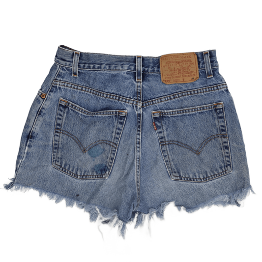 Levi's 550 Relaxed Fit Vintage Denim Shorts W30 Frayed Hem Classic Blue