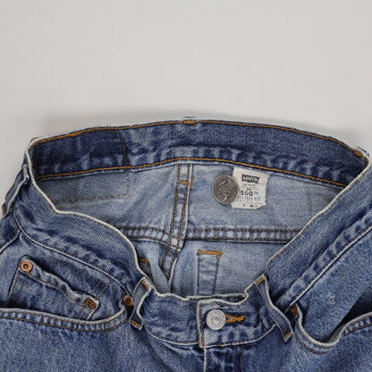 Levi's 550 Relaxed Fit Vintage Denim Shorts W30 Frayed Hem Classic Blue