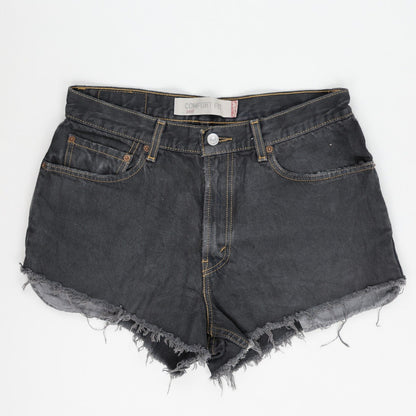 Levi's 560 Comfort Fit Black Denim Cut-Off Shorts W32 Vintage Distressed Style