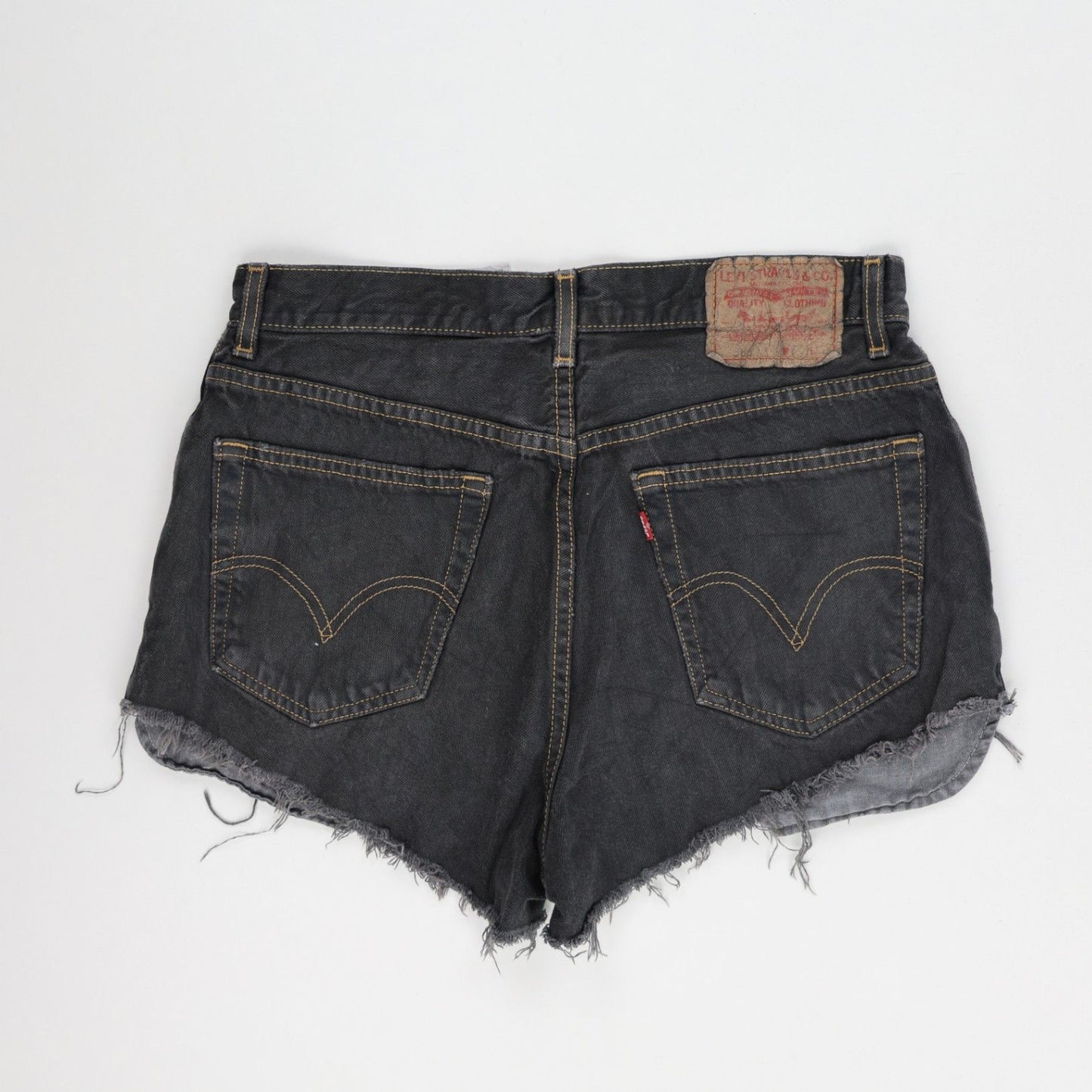 Levi's 560 Comfort Fit Black Denim Cut-Off Shorts W32 Vintage Distressed Style