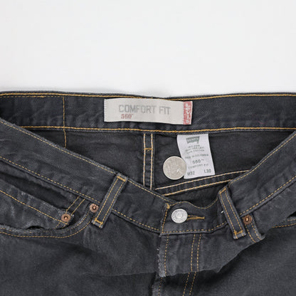 Levi's 560 Comfort Fit Black Denim Cut-Off Shorts W32 Vintage Distressed Style
