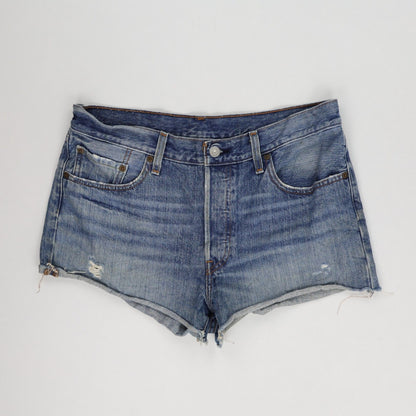 Levi's 501® Blue Denim Shorts Distressed Raw Hem Premium Eco-Friendly Cotton W30
