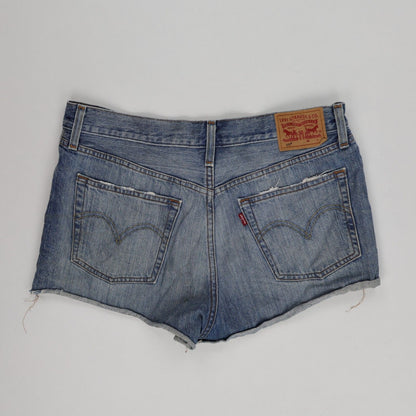 Levi's 501® Blue Denim Shorts Distressed Raw Hem Premium Eco-Friendly Cotton W30