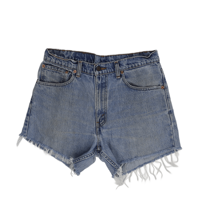 Levi's 550 Relaxed Fit High Waist Denim Shorts W33 Distressed Blue Cotton Vintage Style