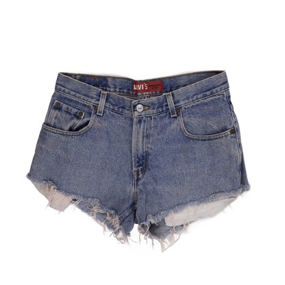 Levi's 550 Relaxed Fit Denim Distressed High Waisted Shorts, Size 27 Waist, Blue