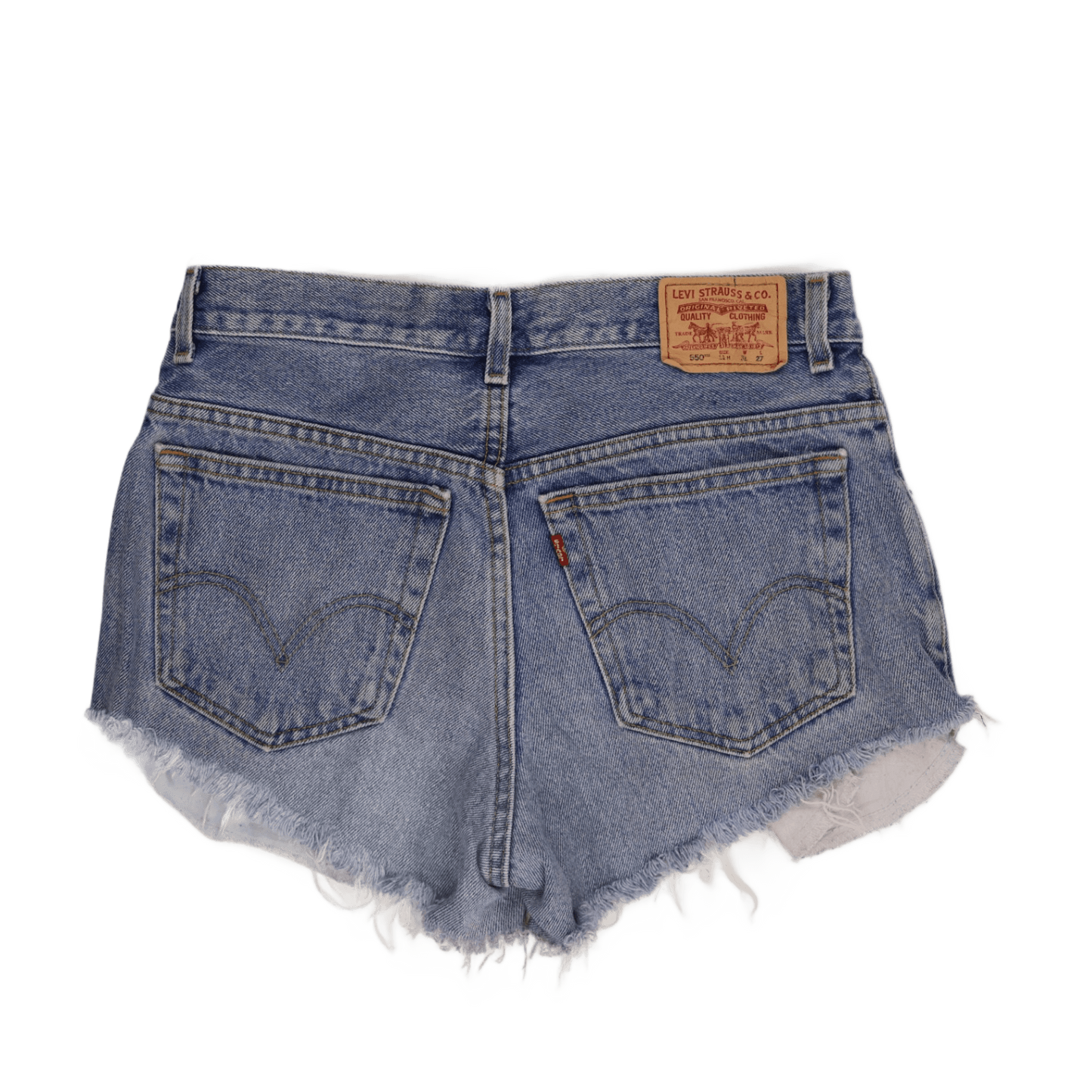 Levi's 550 Relaxed Fit Denim Distressed High Waisted Shorts, Size 27 Waist, Blue