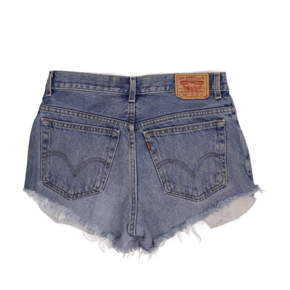 Levi's 550 Relaxed Fit Denim Distressed High Waisted Shorts, Size 27 Waist, Blue