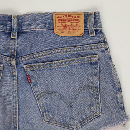 Levi's 550 Relaxed Fit Denim Distressed High Waisted Shorts, Size 27 Waist, Blue
