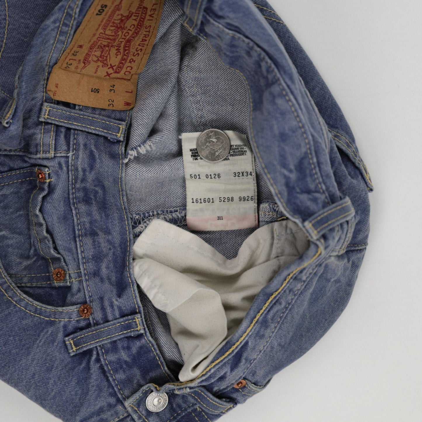 Levi's 501 Vintage High Waist Blue Denim Cut Off Shorts Womens W32 Sustainable