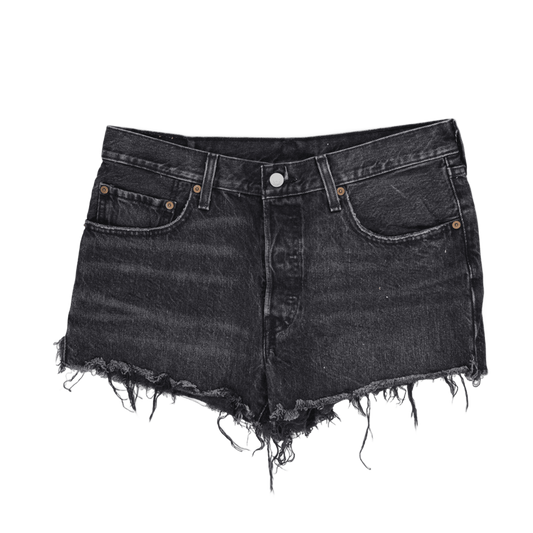 Levi's 501 Black High Waist Frayed Denim Shorts Womens Size W27 Vintage Style