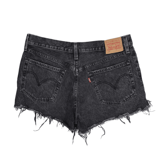 Levi's 501 Black High Waist Frayed Denim Shorts Womens Size W27 Vintage Style