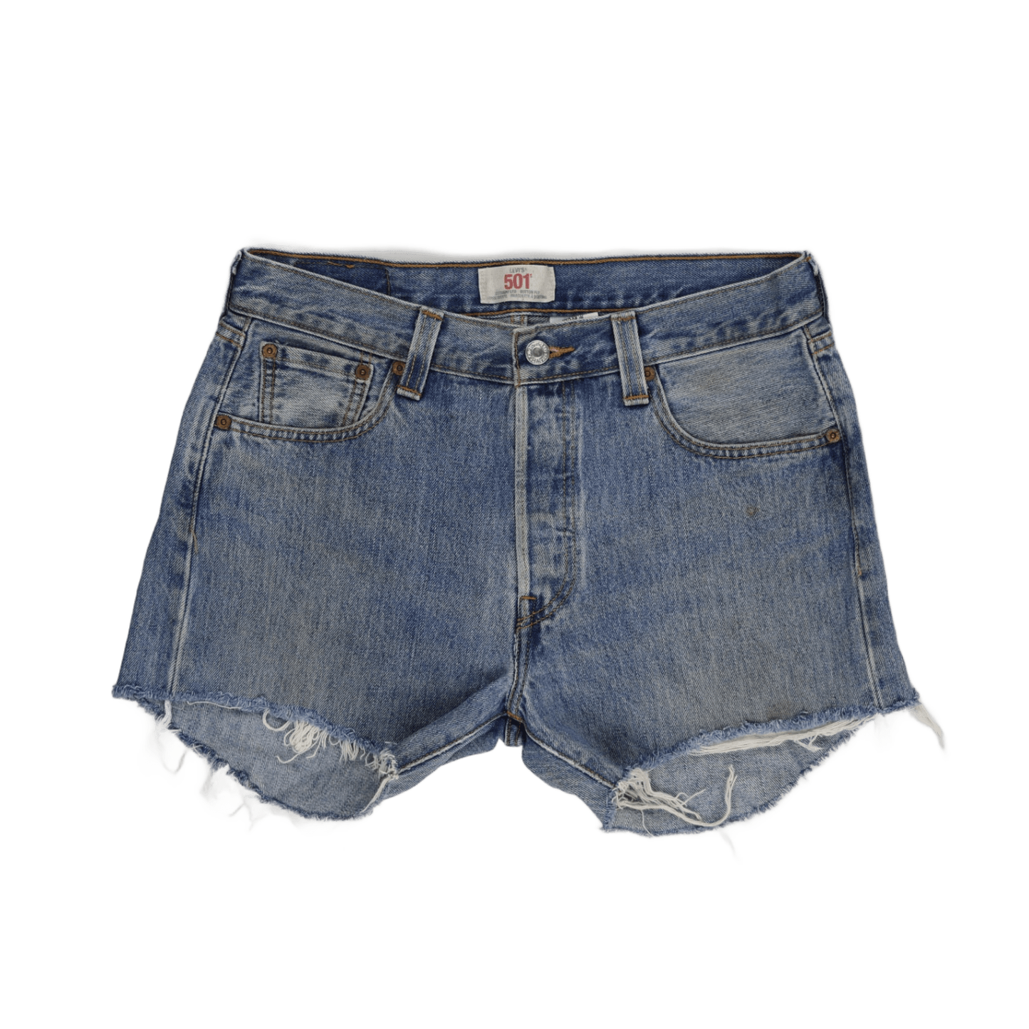 Levi's 501 Vintage High-Waisted Distressed Denim Shorts Blue W30 Authentic Womens