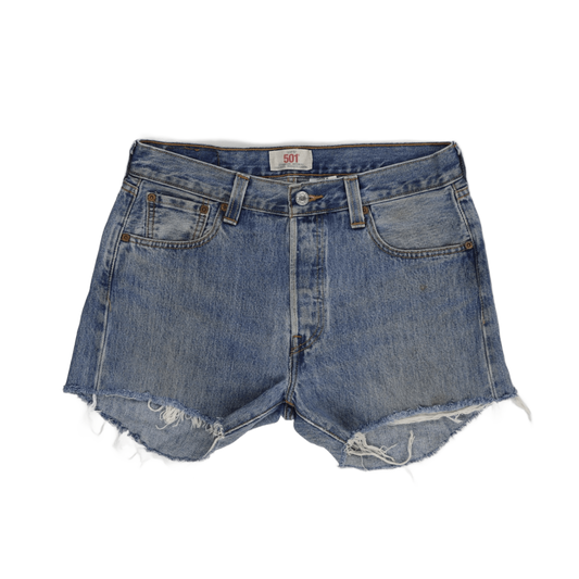 Levi's 501 Vintage High-Waisted Distressed Denim Shorts Blue W30 Authentic Womens
