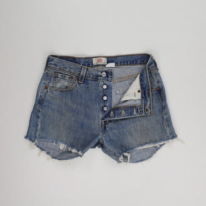 Levi's 501 Vintage High-Waisted Distressed Denim Shorts Blue W30 Authentic Womens