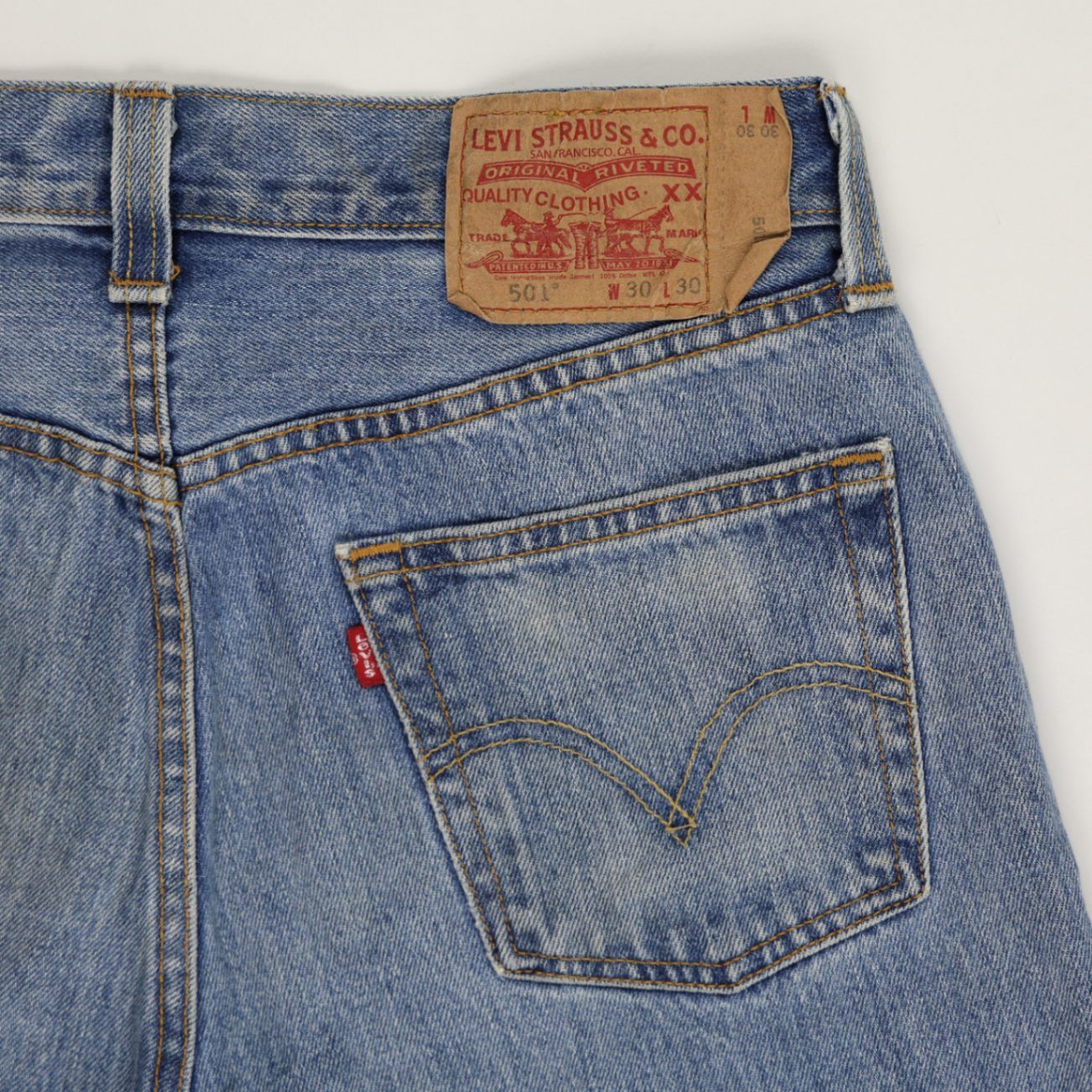 Levi's 501 Vintage High-Waisted Distressed Denim Shorts Blue W30 Authentic Womens