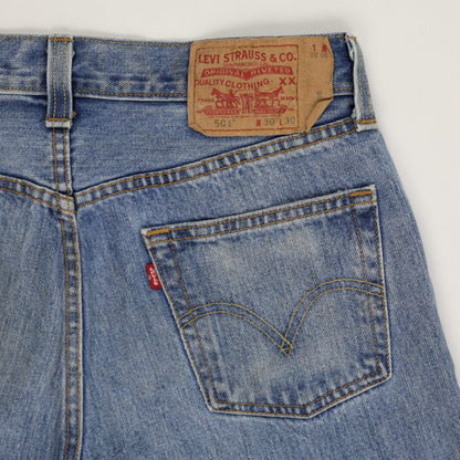 Levi's 501 Vintage High-Waisted Distressed Denim Shorts Blue W30 Authentic Womens
