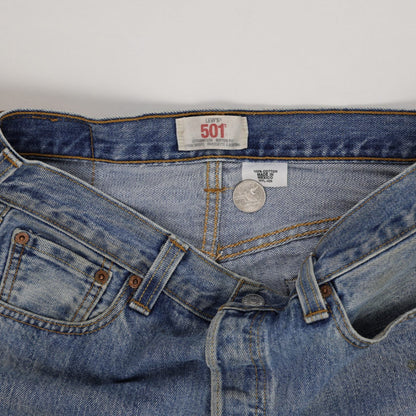 Levi's 501 Vintage High-Waisted Distressed Denim Shorts Blue W30 Authentic Womens