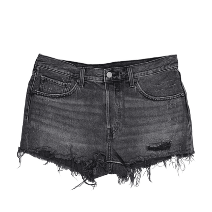 Levi's 501 Original Black Denim Distressed Cut Off Shorts Womens W30 Classic Summer Vintage Style