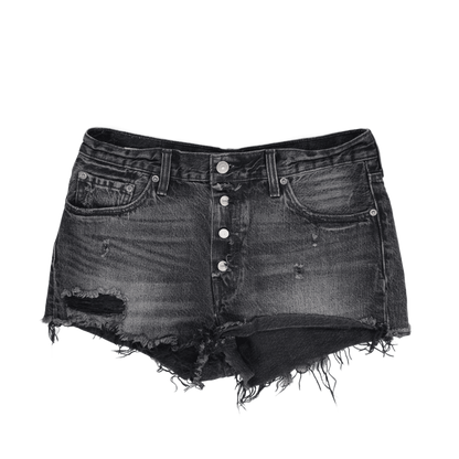 Levi's 501 Black Distressed Denim High Waist Shorts, 28W Authentic Vintage