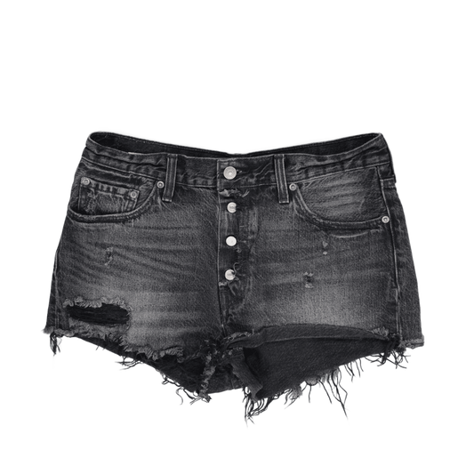 Levi's 501 Black Distressed Denim High Waist Shorts, 28W Authentic Vintage