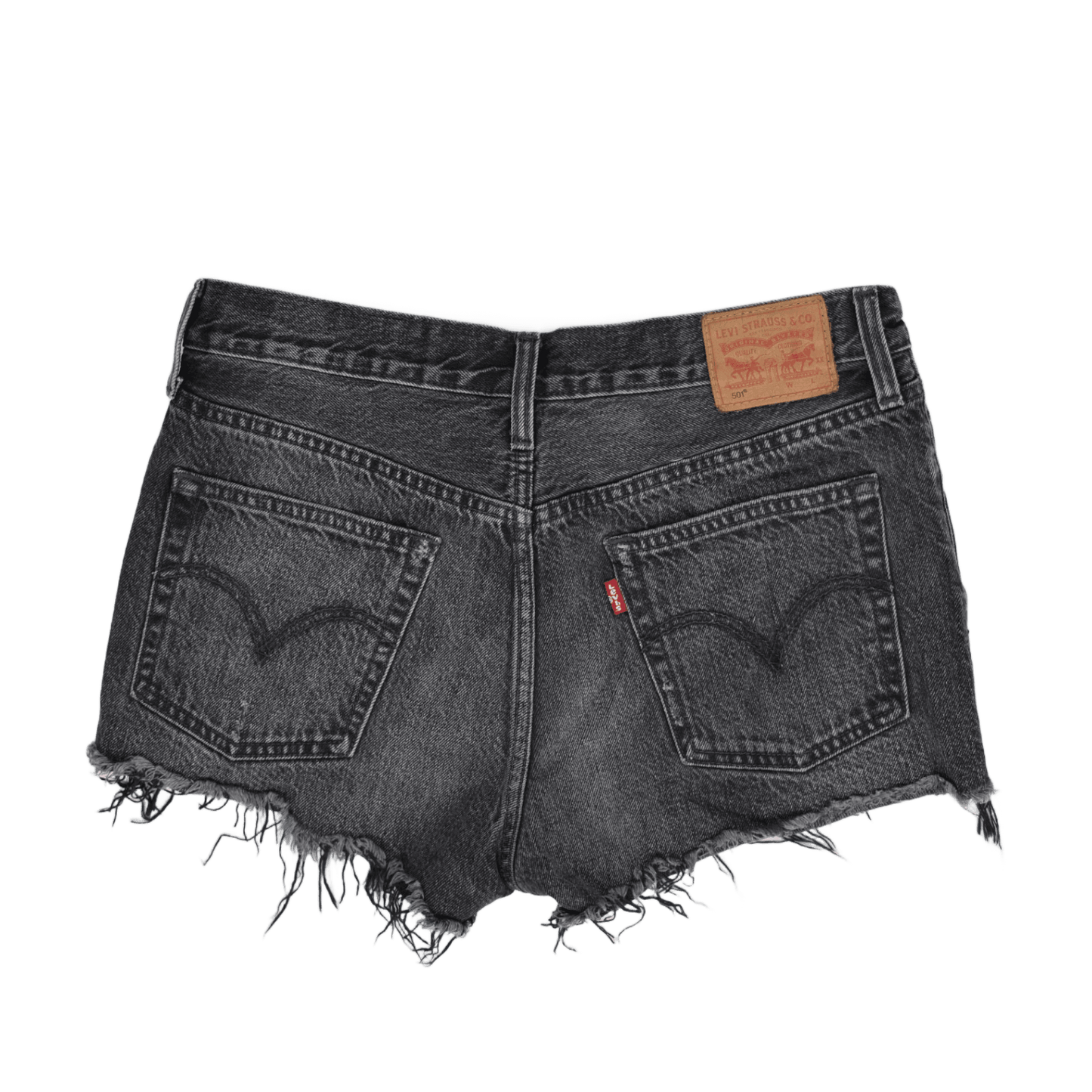 Levi's 501 Black Distressed Denim High Waist Shorts, 28W Authentic Vintage