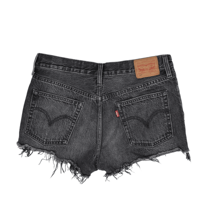 Levi's 501 Black Distressed Denim High Waist Shorts, 28W Authentic Vintage