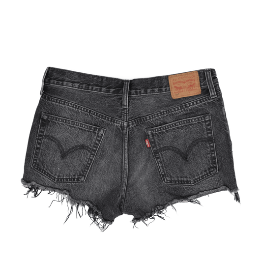 Levi's 501 Black Distressed Denim High Waist Shorts, 28W Authentic Vintage